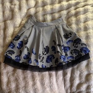 Express Black and Blue Floral Mini Skirt
